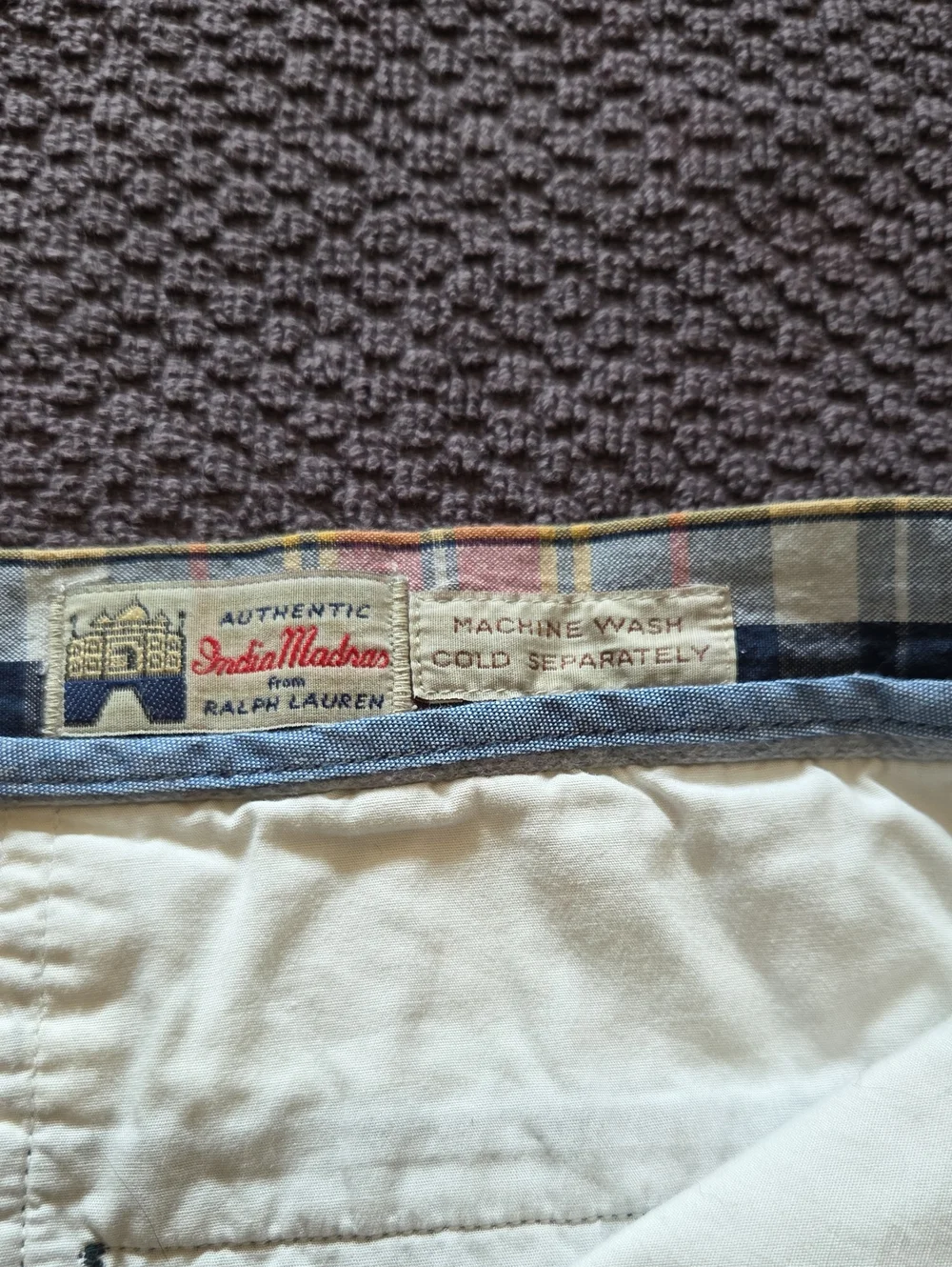 Polo Ralph Lauren Indian Madras plaid flat front dress shorts sz 35